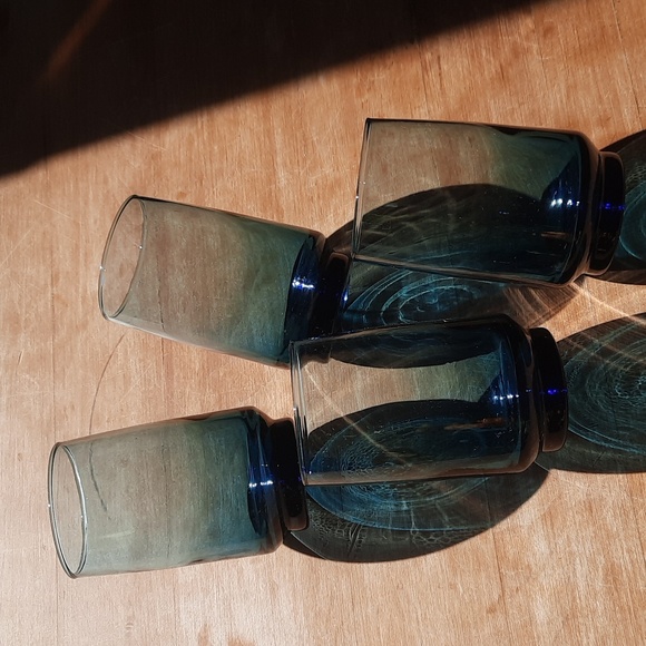 Set of 4 Smokey blue vintage Dominion whiskey glasses approx. 9 oz each - Picture 5 of 6